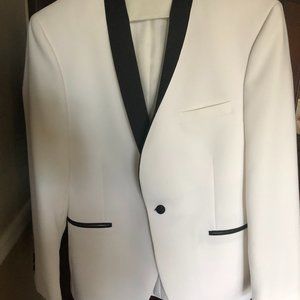 White blazer - Egara Slim Fit Shawl Lapel Dinner Jacket, White